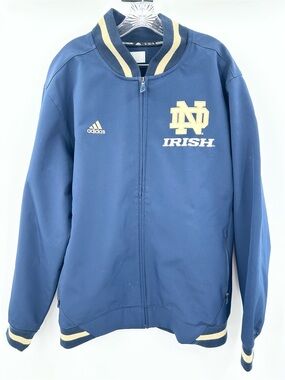 Adidas Men’s Notre Dame Official Full Zip Jacket Navy Blue Size XL